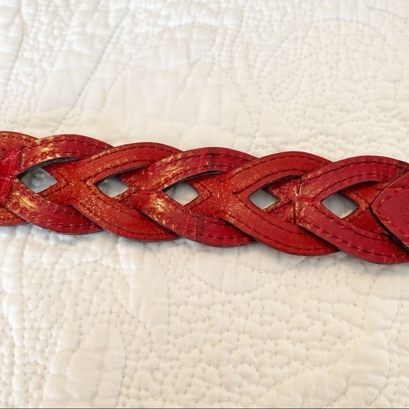 Brighton Reversible Red & Black Braided Leather Belt - M main image 13